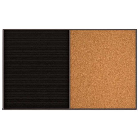 United Visual Products Double Door Radius Corkboard, 42"x32", Sat, UV70025RC-SATIN-MEDGRY UV70025RC-SATIN-MEDGRY